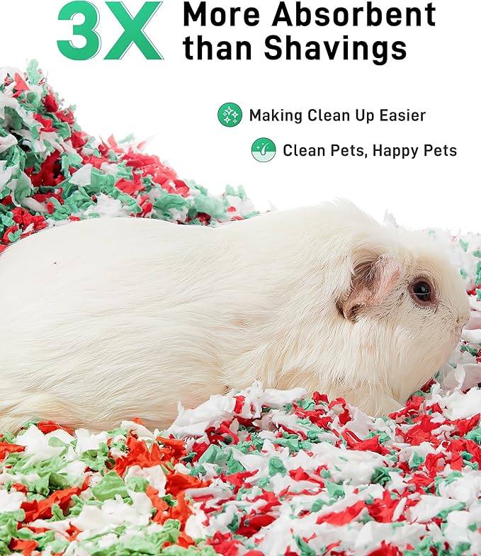 BUCATSTATE Hamster Bedding 70L, 99% Dust-Free Guinea Pig Bedding Odor Control Paper Bedding, Cozy Small Animal Bedding for Rabbit Rat Syrian Dwarf Hamsters Gerbils (Christmas Décor)