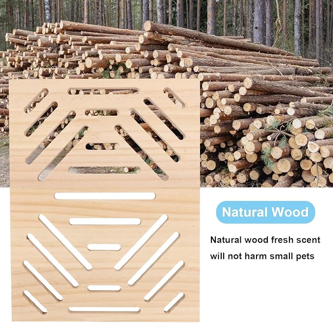 Hypeety Natural Wood Rabbit Scratch Board Bunny Scratching Pad for Rabbits Bunnies Durable Nail Trimming Teeth Grinding Indoor Play with Chew Toys