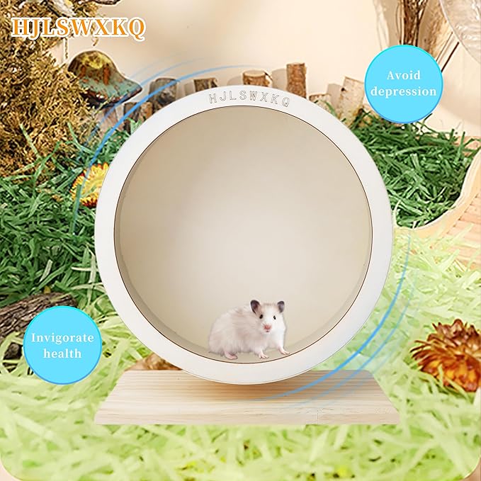 9.0 in Hamster Silent Exercise Wheel – Wooden Hamster Wheel with Removable Washable Track, Quiet Wheel for Gerbils, Mice, Small Pets – Prevents Boredom Depression (9.0in)