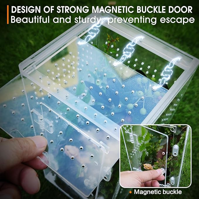 Jumping Spider Enclosure Accessories, Tarantula Spider Box, Bug Cage, Praying Mantis Habitat Enclosure, Snail Insect Terrarium, Caterpillar Habitat (6x6x12 inch)