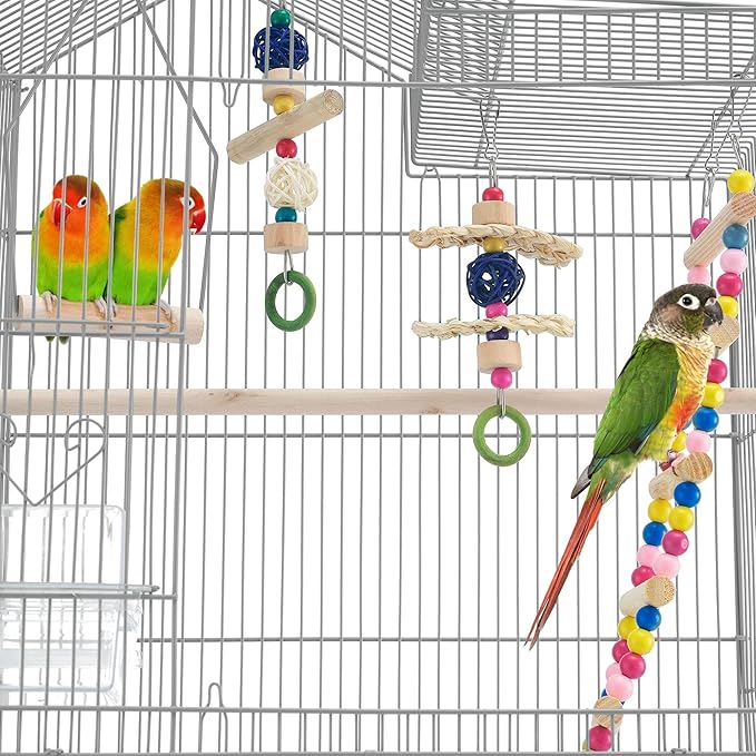 Yaheetech Metal Roof Top Bird Cage Wrought Rolling Birdcage w/Detachable Stand for Medium Small Parrots Parakeets Budgies Cockatiels