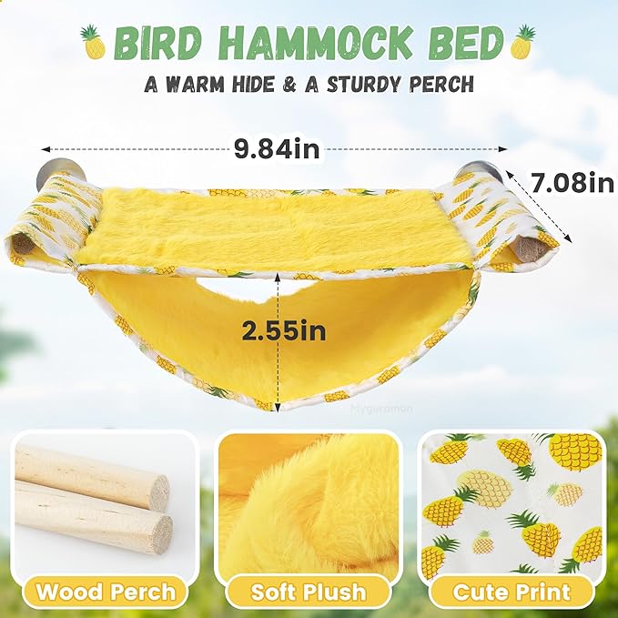 Mygeromon Bird Bed Hammock for Cage Parakeet Sleeping Hut Winter for Parrot/Budgie/Lovebird
