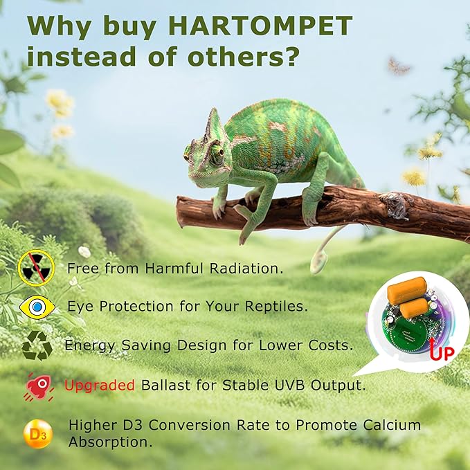 UVB 5.0 Reptile Light13W, Compact Fluorescent Tropical Lamp, Coil UVB Bulb for Rainforest Reptiles – Light for Crowned Chameleons, Green Iguanas, Tree Frogs, Ball Pythons in Terrarium