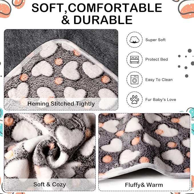 Tudomro 8 Pcs Guinea Pig Blankets Absorbent Washable Animal Fleece Bedding Cage Liners Waterproof Reusable Pet Pee Sleep Mat Pad Cover for Chinchilla Hamster Ferret(Heart,12 x 12 Inch)