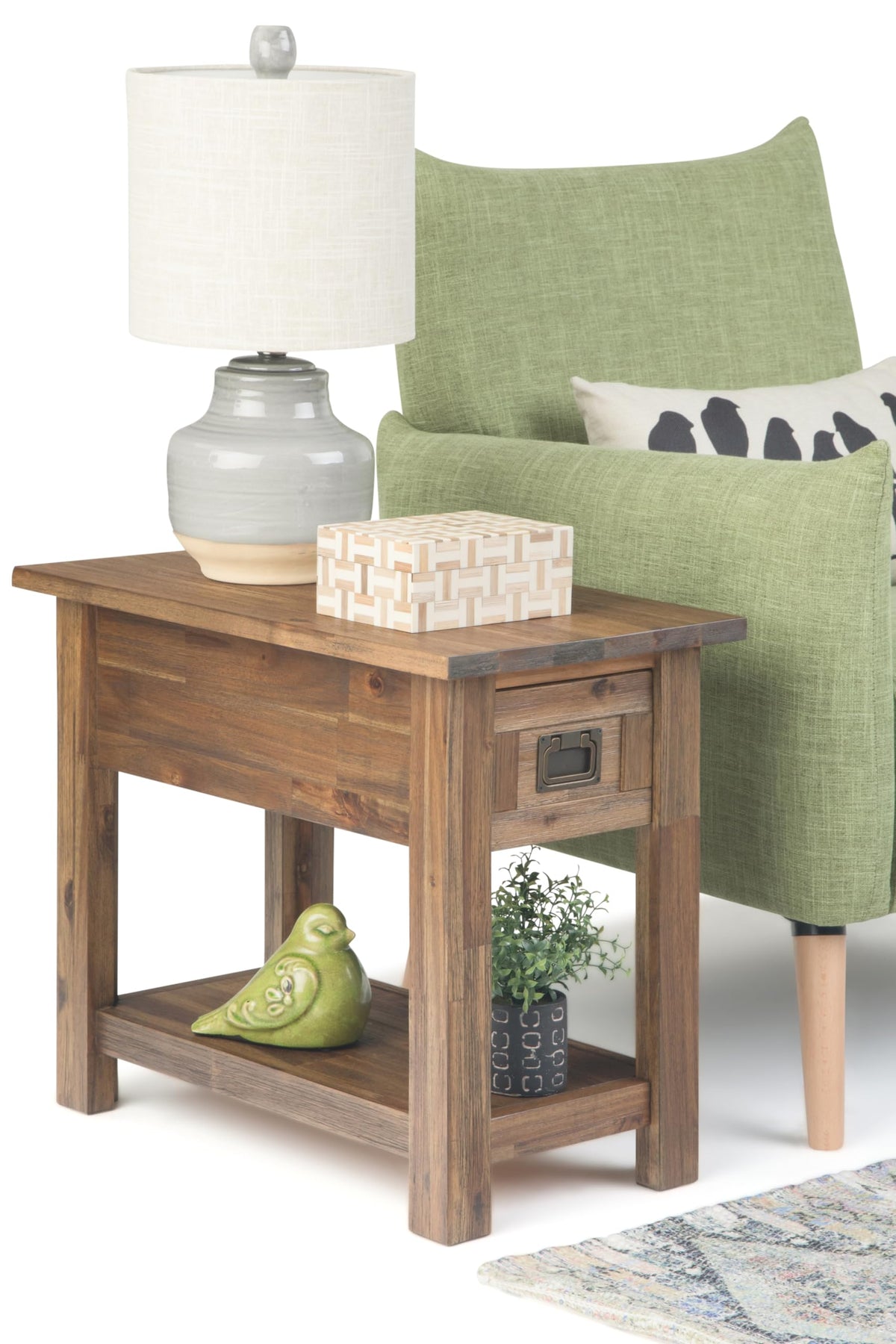Monroe 14" Wide Solid Wood Rectangular End Table in Brown