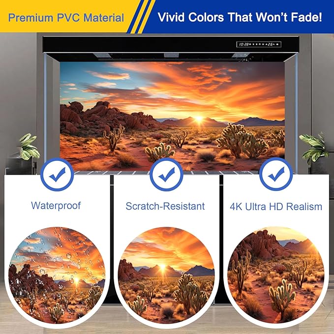 Aquarium Background & Terrarium Background – Ultra HD Static Cling, Tape-Free, Desert Sunset Design for Reptile Tank Decorations, Perfect for Bearded Dragon and Leopard Gecko Tanks 17.7 X 35.4 Inches