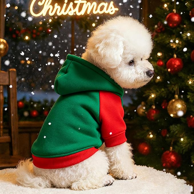 Custom Dog Hoodie, Personalized Sweatshirt with Photo Text Name Logo, Customized Hooded Sweater for Small Medium Large Dogs & Cats (Green + Red Border, Large)