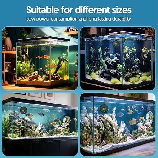 QZQ Fish Tank Thermometer Aquarium Thermometer Wireless Touch Stick Digital Aquarium Thermometer LED Display ±1°F for Monitoring The Fish Tank Aquarium Temperature Accessories (2 Pack Black)