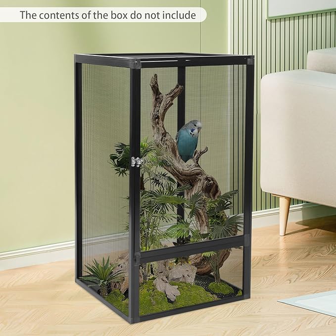 Terrarium,Reptile Cage, Chameleon Enclosure, Reptile Enclosure- 17.72" L×17.72" W×31.50" H,Snake Cage with Escape-Proof Lock, for Lizards/Snakes/Spiders, Portable Habitat for Indoor/Outdoor Use