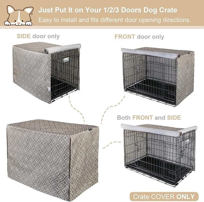 Explore Land Pattern Dog Crate Cover for 42 Inches Wire Cage, Heavy-Duty Polyester 1 2 3 Doors Standard Metal Pet Kennel Enclosure (Vintage Violet)
