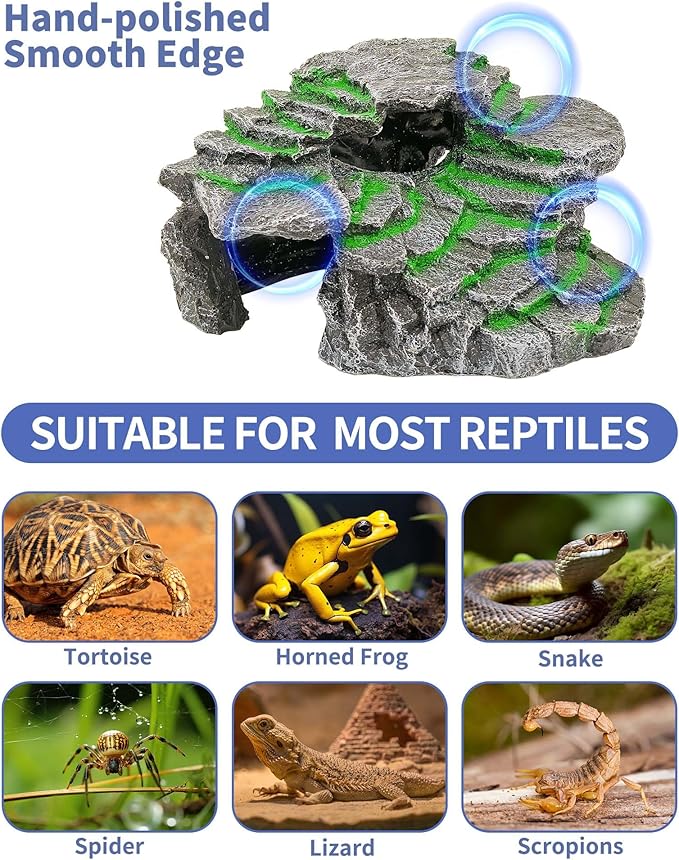 Turtle Basking Platform Turtle Tank Decoration for Aquariums & Terrarium, Turtle, Lizard, Reptile Habitat Hideout (Black)