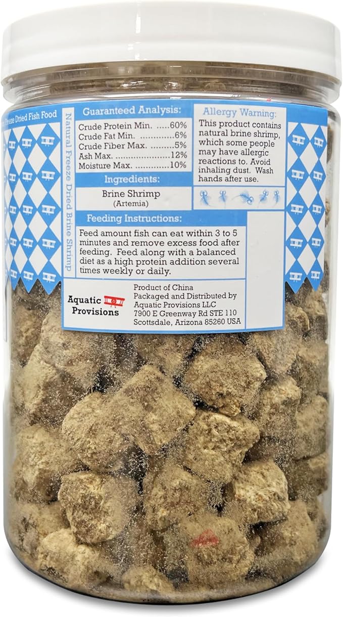 Freeze Dried Brine Shrimp Cubes 2.5 oz, Fish Food for Freshwater and Marine Aquarium Species