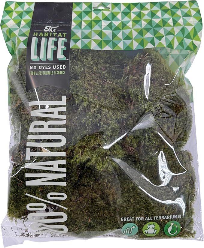 The Habitat Life - Natural Mood Moss - for Reptiles, Amphibians & Invertebrates Terrariums - Moisture-Retaining - Humidity Control - Soft Bedding - Dye-Free & Safe - Medium - 1 Pack