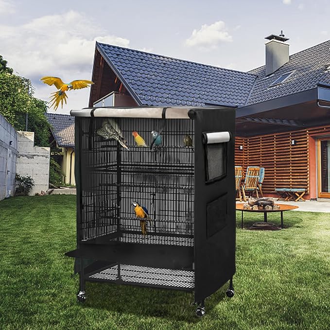 Universal Birdcage Cover Blackout & Breathable for Pets' Good Night, Bird Parrot Cage Cover Durable Washable for Parakeets Lovebirds Budgies Macaw Conure Square Cages, Large (26" L x 19" W x 40" H)