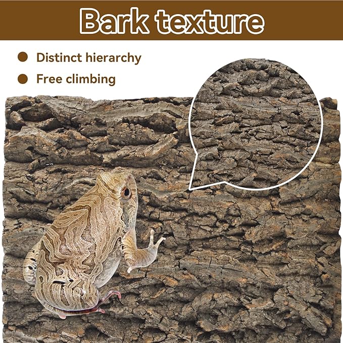 4PCS Reptile Cork Bark Mat,15.74 x 11.81 Inch Natural Cork Wood Terrarium Background Bearded Dragon Tank Bark Backdrop Wall Decor for Lizard Gecko Chameleon Tortoise Snake Spider Frog