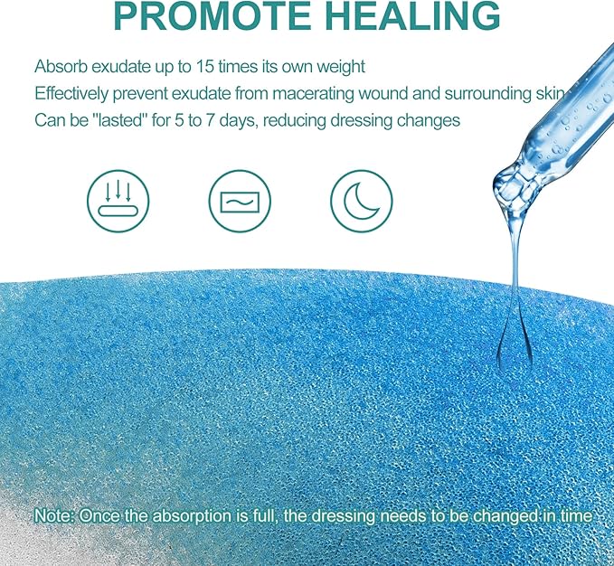 Dimora Fenestrated Foam Dressing, Non-Adhesive Tracheo Pads 4"x4" 10 Packs, Hydrophilic Highly Absorbent Soft Wound Dressings, Secure Tubes and Absorb Leakage
