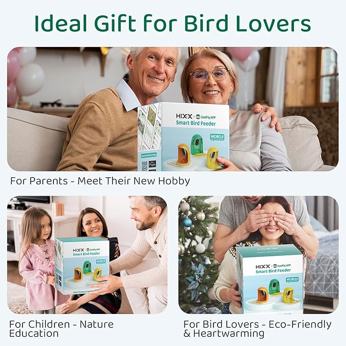 HIXX Smart Bird Feeder with Camera, Lifetime Free AI Identify Birds & Auto Capture, 2K HD Live Camera Birdwatching with Color Night Vision for Bird Lovers Gifts (Spring Green)