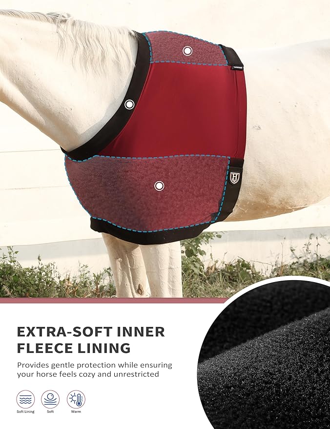 Harrison Howard Horse Shoulder Guard Thick Stretchy with Inner Soft Fleece Lining Adding Comfort Prevents Chafing Burgundy M