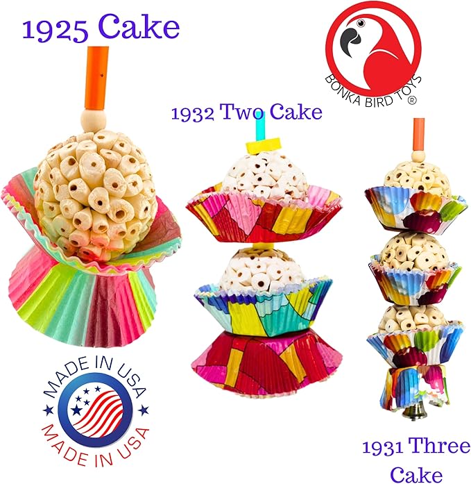 Bonka Bird Toys 1925 Cake Natural Sola Shred Forage Chew Treat Parrot Parrotlet Budgie Cockatiel Parakeets and Other Similar Birds (Pack of 2)