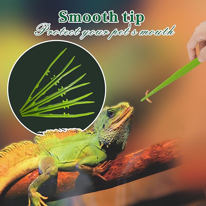 4-Pack Reptile Feeding Tongs Set - Hygienic Anti-Slip Green Tweezers for Bearded Dragons, Lizards, Snakes, Aquariums & Small Animals