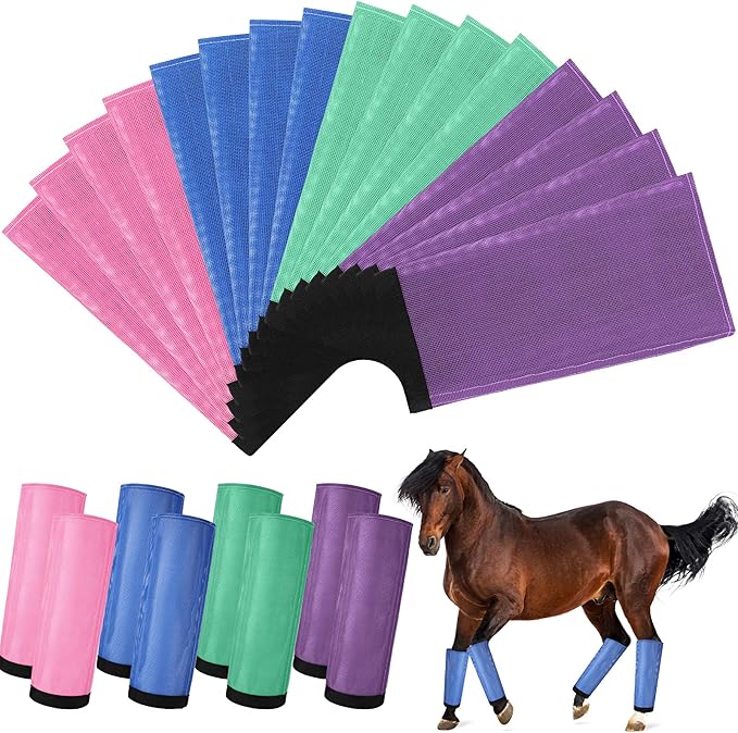 Set of 16 Mesh Fly Boots for Horse Breathable Mesh Horse Boots Protective Horse Leg Wraps Horse Leggings for Preventing Flies and Mosquitoes Bites