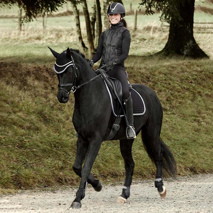 HORZE Adepto Open Front Tendon Boots | Durable Shell with Neoprene Lining - Black - Warmblood