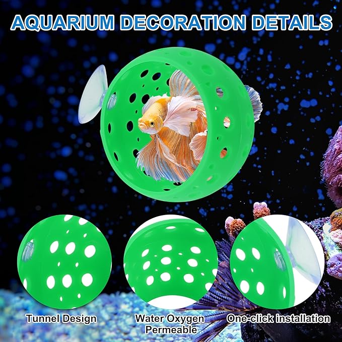 Betta Hideout Tunnel, Interactive Aquarium Decor, Aquarium Tunnel for Betta, Exciting Hiding Spot, Green