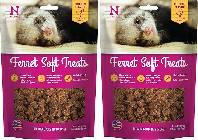 N-Bone 1 Pouch Ferret Soft Treats Chicken Flavor, 3 Oz (Pack of 2)