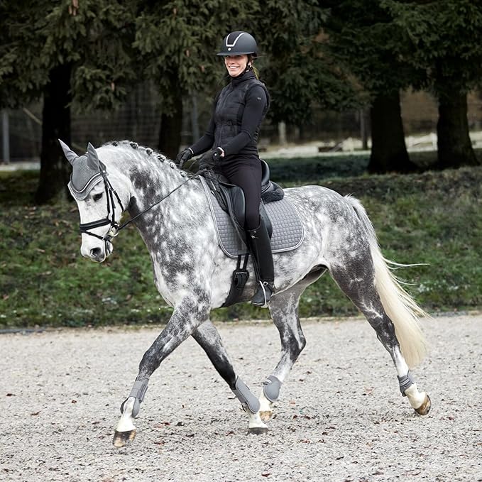 HORZE Adepto Open Front Tendon Boots | Durable Shell with Neoprene Lining - Steel Grey - Pony