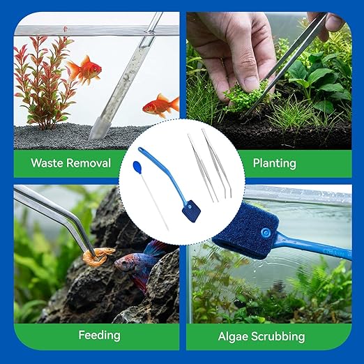 6 Pcs Aquarium Gravel Cleaner Set, Fish Tank Accessories, Fish Tank Cleaning Kit,and Aquarium Tools, Gravel Vacuum Cleaner for Aquarium Siphon Pipes