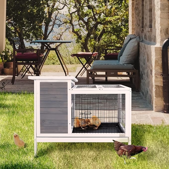 Petsfit Guinea Pig Cage, Hutch for Rabbit, Bunny Bunny Hutch Guinea Pig Hutch with Pull Out Tray,Gery…