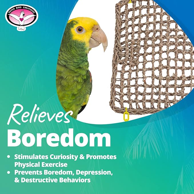 Super Bird Creations SB50001 Seagrass Mat for Cage Decor, Pet Enrichment and Boredom Relief - Versatile Toy-Making Base - Ideal for Parrots - Small to Large Birds & Reptiles - 7"x7" (1 Pack)