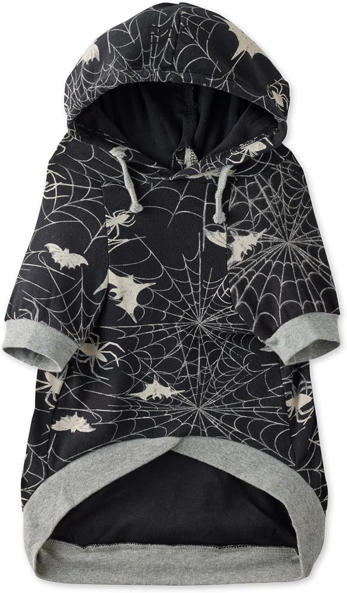 Rocky – The Orginal Lightweight Hooded TEE 100% Organic Cotton Dog Hoodie Pet Coat Sweater for Small, Medium, Large Dogs, Batty Black, X-Large