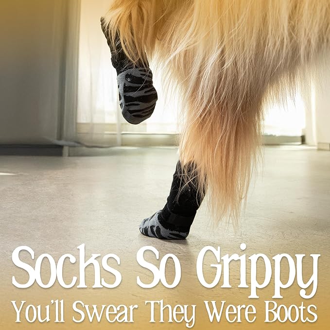 DOK TigerToes Premium Non-Slip Dog Socks for Hardwood Floors - Extra-Thick Grip That Works Even When Twisted - Prevents Licking, Slipping, and Great for Dog Paw Protection (XXL)
