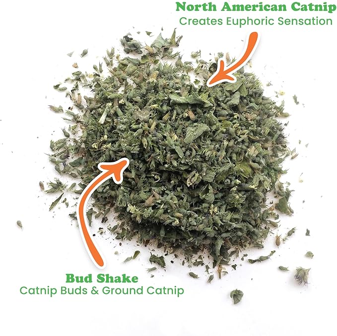 Meowijuana Meowi-Waui | Bud Shake and Catnip Blend | Large Bottle High Potency Blend | Premium Hand Harvested North American Catnip
