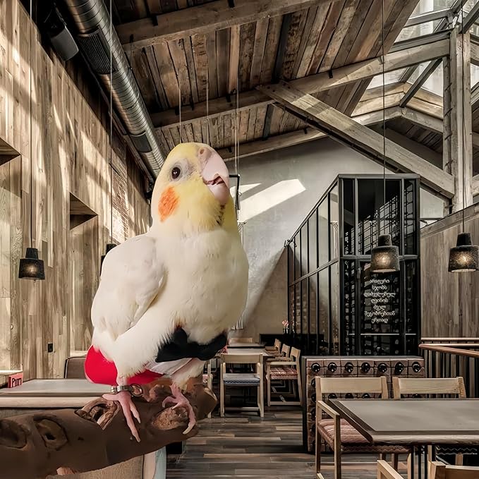 Bird Diapers with Bow Bird Harness Tuxedo Flight Suits with 80in Flying Leash Parrot Nappy with Waterproof Inner Layer Urine Wet Suite for Cockatiel Conure Parakeet Macaw Budgie-Red,S