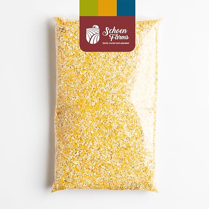 Schoen Farms Non-GMO Cracked Corn Wild Bird Food – 7 lb Bag – Natural Backyard Feed for Doves, Jays, Ducks, Pheasants & Squirrels
