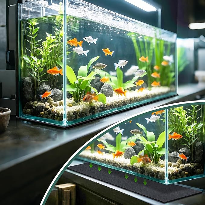 48x24 Inch Aquarium Leveling Mat - Neoprene Non-Slip Shockproof Fish Tank Pad, 0.2" Thick Waterproof Tank Base Cushion for Uneven Surfaces, Cut-to-Size Floor & Desktop Protector