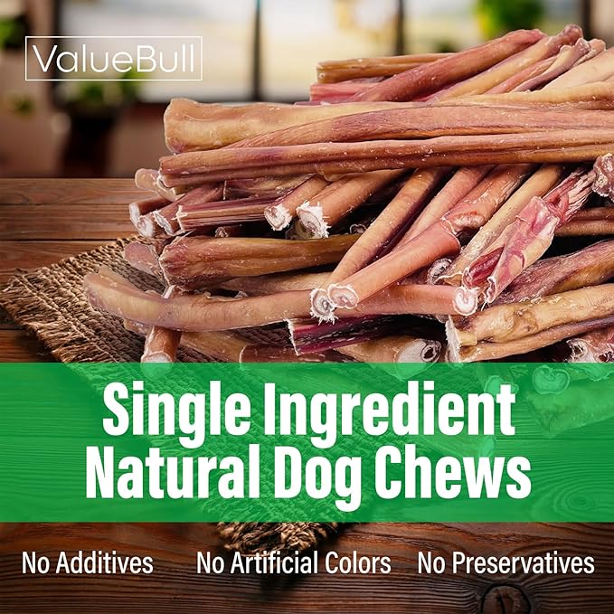 ValueBull Bully Sticks for Dogs, Medium 12 Inch, 25 Count - All Natural, Grass Fed, Single Ingredient, Long Lasting Dog Treats