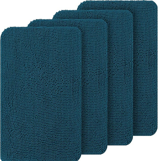 OLANLY Dog Door Mat Set 4-Piece 30x20, Absorbs Moisture and Dirt, Absorbent Non-Slip Washable Doormat, Quick Dry Chenille Mud Mat for Dogs, Entry Indoor Entryway Carpet for Inside Floor, Atlantic Blue