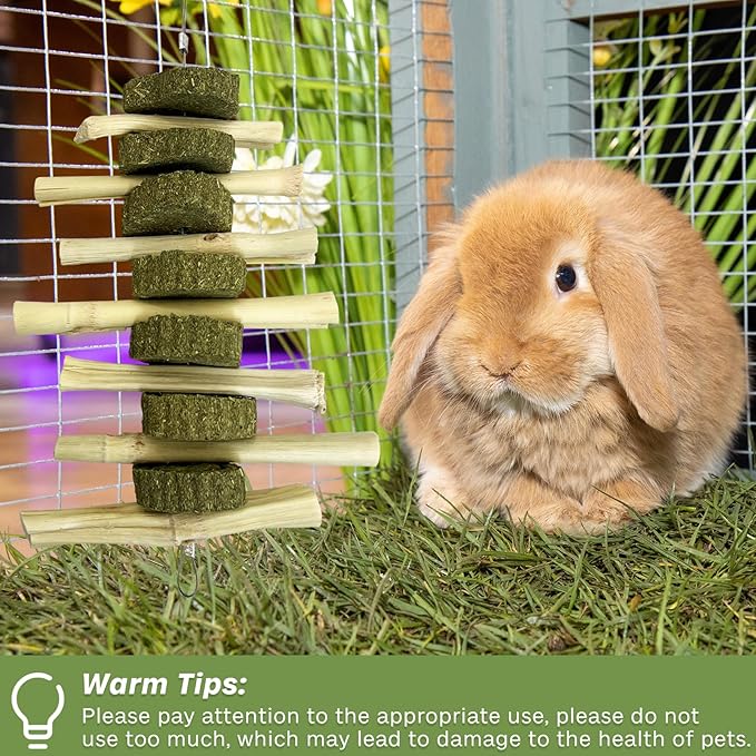kathson Chinchilla Treats Bunny Chew Toys for Rabbits Teeth Grinding,Organic Bamboo Sticks Natural Toys for Hamsters 4 Pack