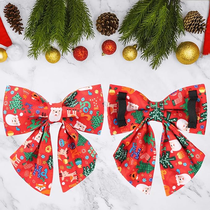 Christmas Dog Collar with Bow Tie, Christmas Collar for Puppy Girl Boy Dog or Cat, Bowtie Dogs Collars with Durable Metal Buckle, Cute Pet Collars, M