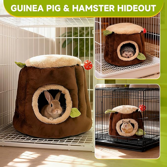 LYART Guinea Pig Hamster Bedding or Hideout for Mouse Mice Rat Ferret Bunny Fluff Bedding Bed House Cage Accessories, Dwarf Rabbits Hedgehog Bearded Dragon Warm Bedding Winter Nest Cave, Washable(1.S)
