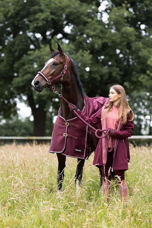 HORZE Glasgow Light Weight Waterproof Turnout Horse Sheet (No Fill) - Burgundy - 78 in