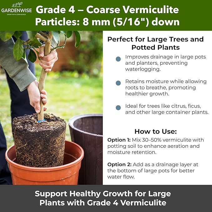 Organic Coarse Vermiculite for Indoor Gardening Plants and Mushrooms – Enhances Soil Aeration, Seed Germination, Rooting Cuttings – Small Packages and Bulk (Vermiculite Grade 4 – Coarse, 15 quarts)