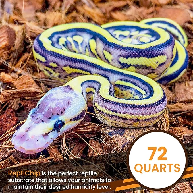 ReptiChip Reptile Substrate Coconut Chip Bedding 72 Quart Compressed Organic Coco Husk Block for Snake Habitat, Ball Python Terrarium, Turtle Tanks, Tortoise Enclosure (5 Pk)