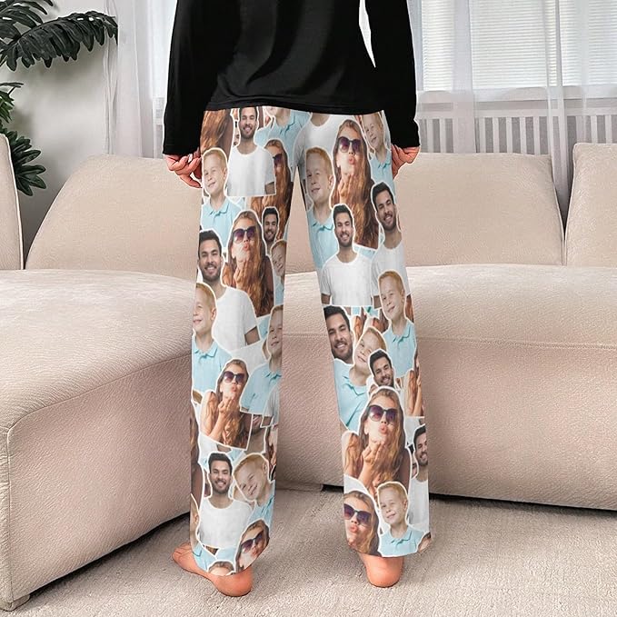 Custom Pajamas Pants with Photo for Men Women:Made in USA Personalized Pajama Trousers,Gifts for Wife Husband