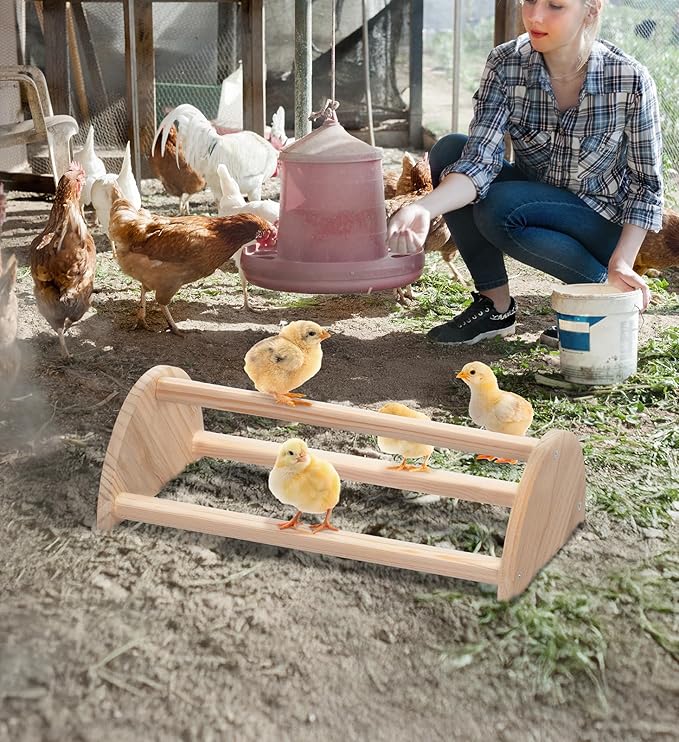 PETSFIT Chick Perch Prevent Rotation Design, Strong Wooden Chicken Roosting Bar, Easy to Assemble and Clean, Fun Toys for Chick