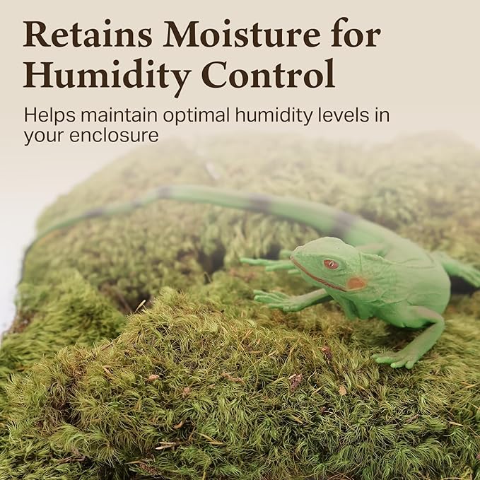 The Habitat Life - Natural Mood Moss - for Reptiles, Amphibians & Invertebrates Terrariums - Moisture-Retaining - Humidity Control - Soft Bedding - Dye-Free & Safe - Medium - 2 Pack