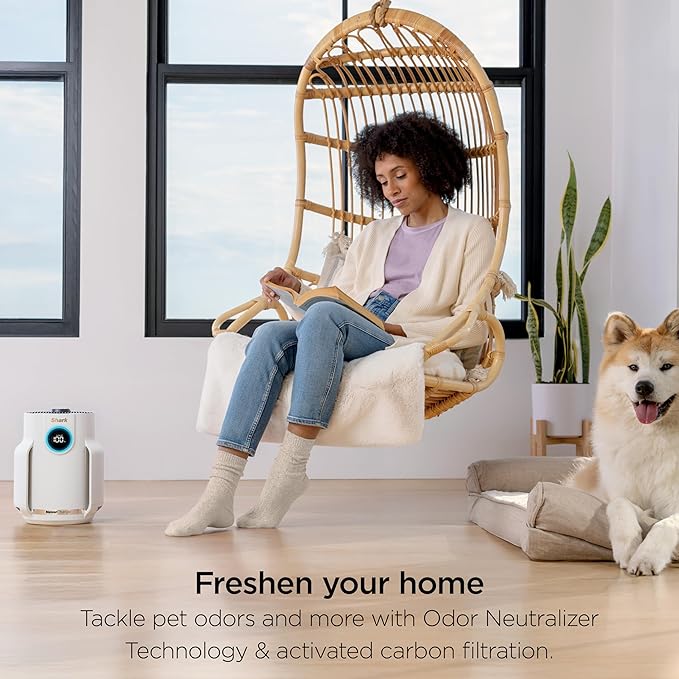 Shark Air Purifier for Home, NeverChange Compact Pro, for Bedroom, Nursery, Home Office, Dorm, HEPA-Exceeding Filter, Captures Pollutants, Pet Dander, Dust, Odor, Smoke, and More, HP072, Dove